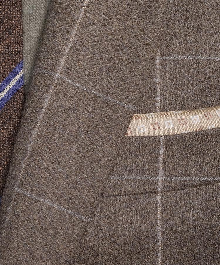 Light Brown Windowpane Flannel Suit - Oliver Wicks