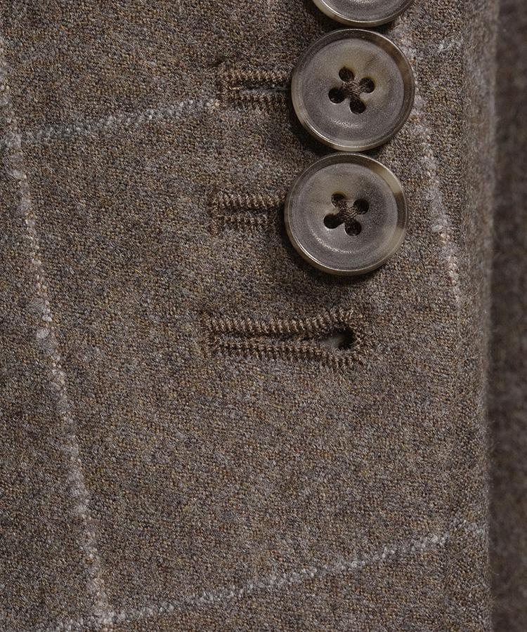 Light Brown Windowpane Flannel Suit - Oliver Wicks