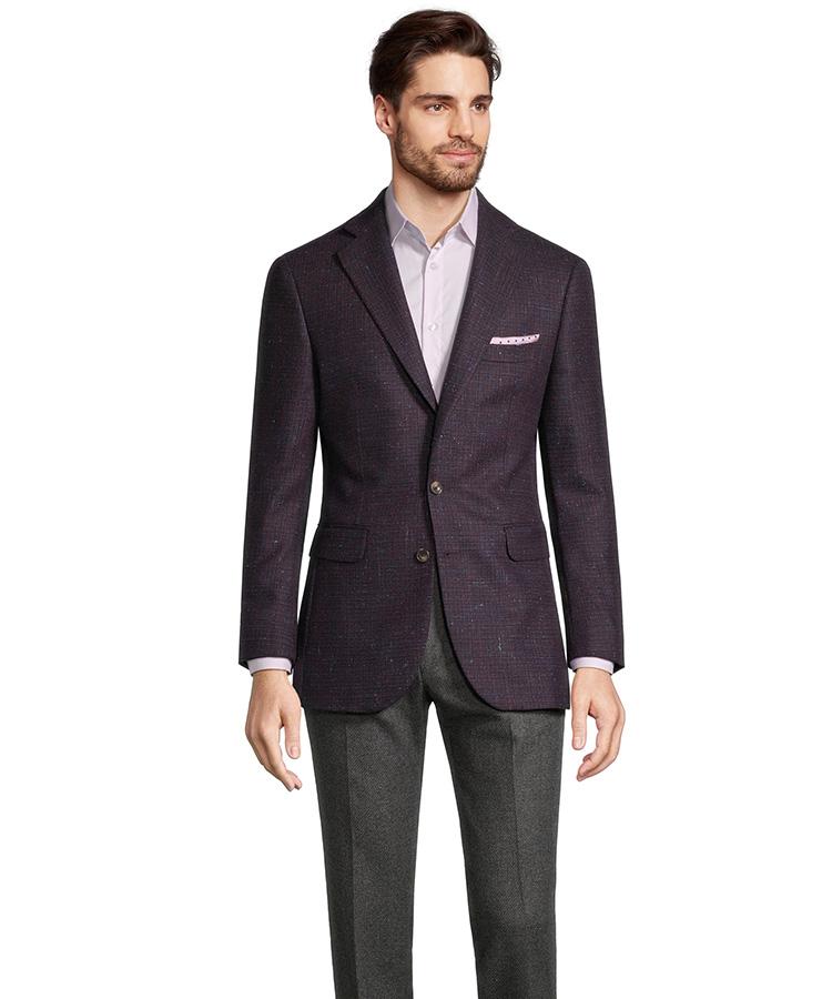 Indigo & Purple Tweed Wool & Silk Blazer