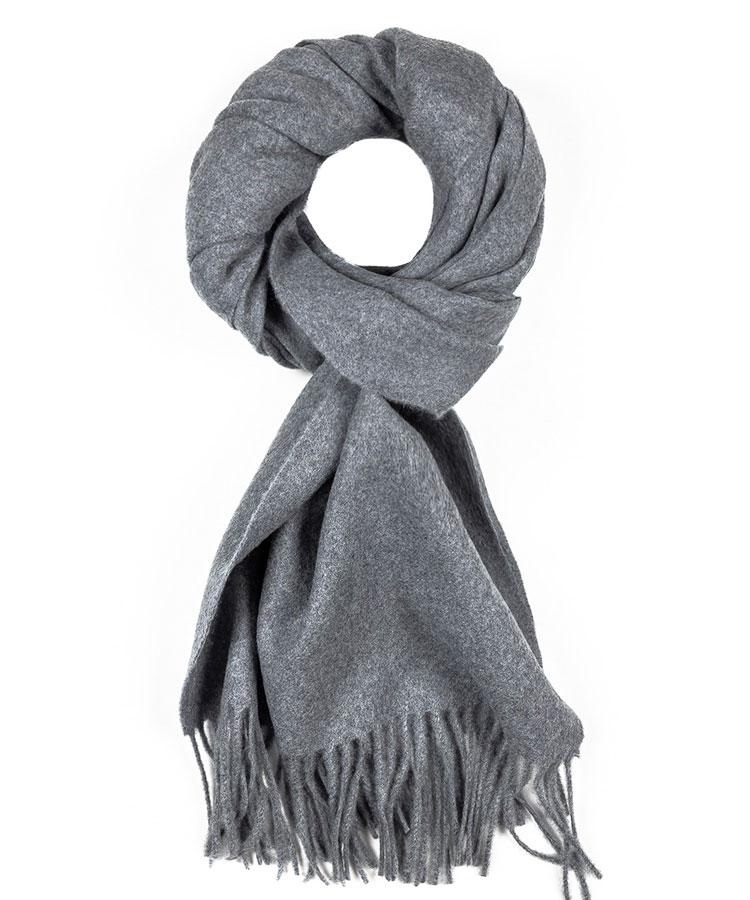 Solid Light Grey Wool Scarf