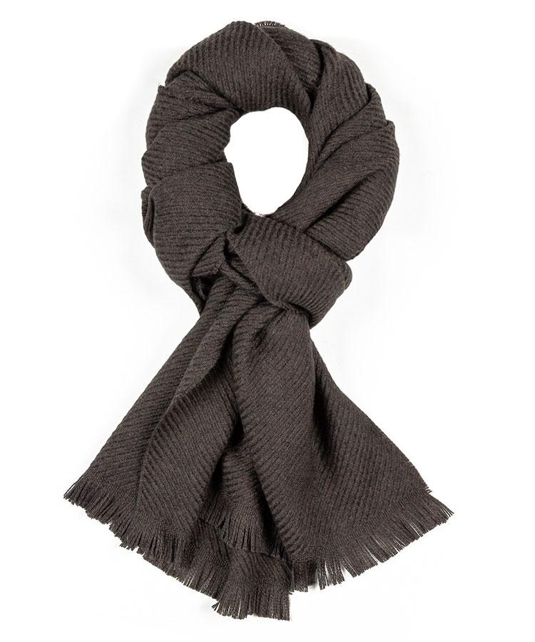 Solid Brown Twill Wool Scarf