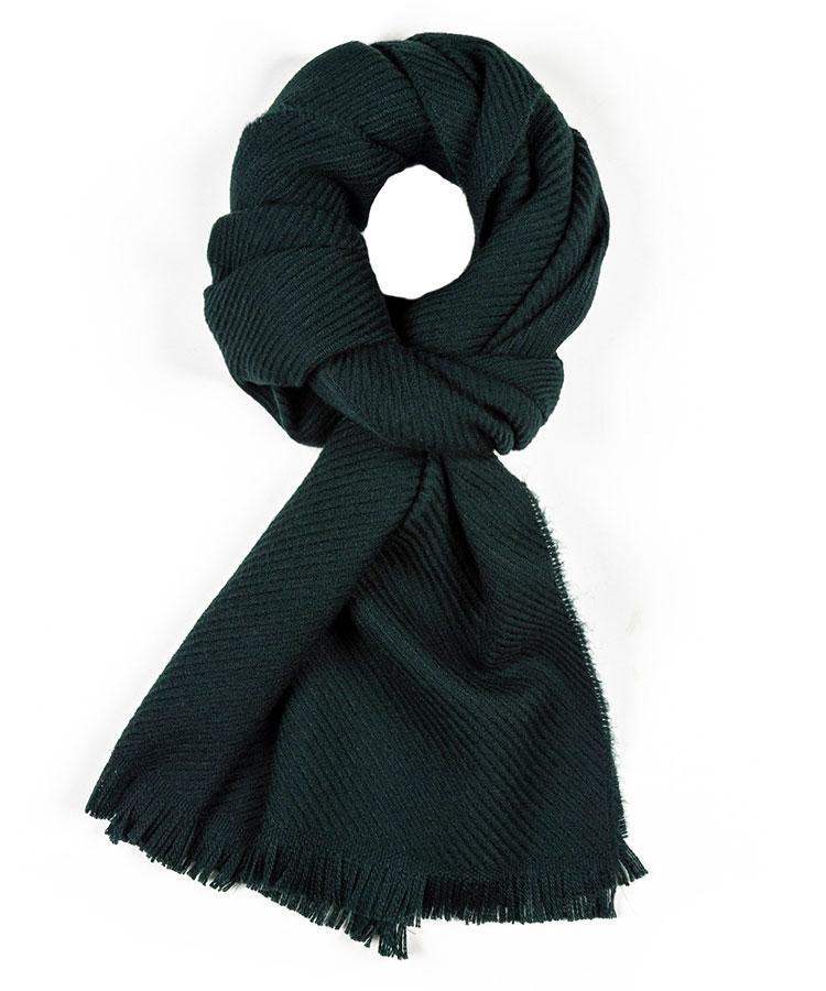 Solid Dark Green Twill Wool Scarf