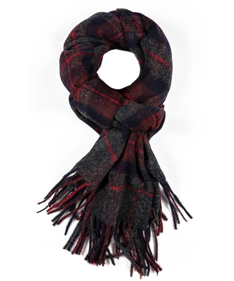 Red & Grey Plaid Wool Scarf