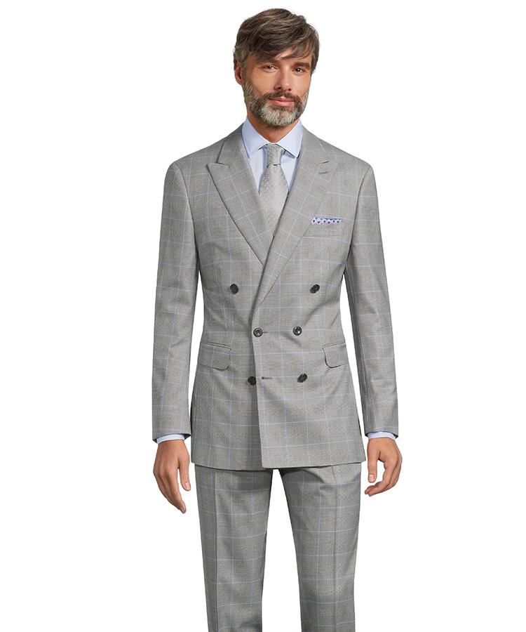 Light Grey Plaid with Lavender Overcheck Suit