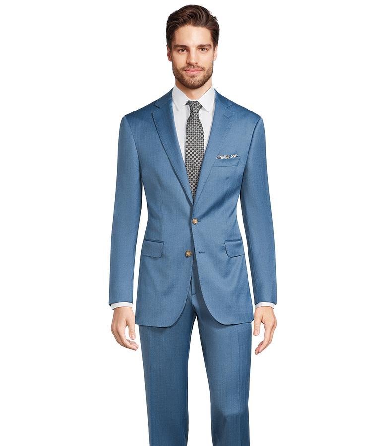Teal Blue Wool & Silk Suit