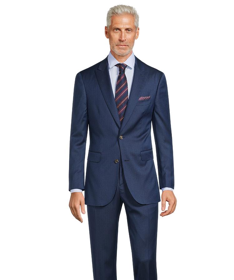 Navy Blue Wool & Silk Suit
