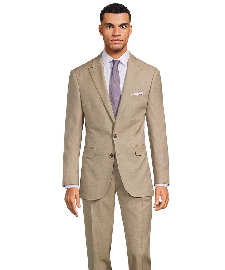 Beige Pick & Pick Natural Bi-Stretch Suit