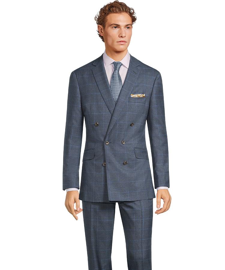 Steel Blue Plaid with Blue Overcheck Suit