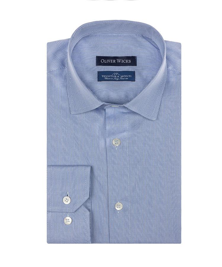 Light Blue Plaid Cotton Shirt