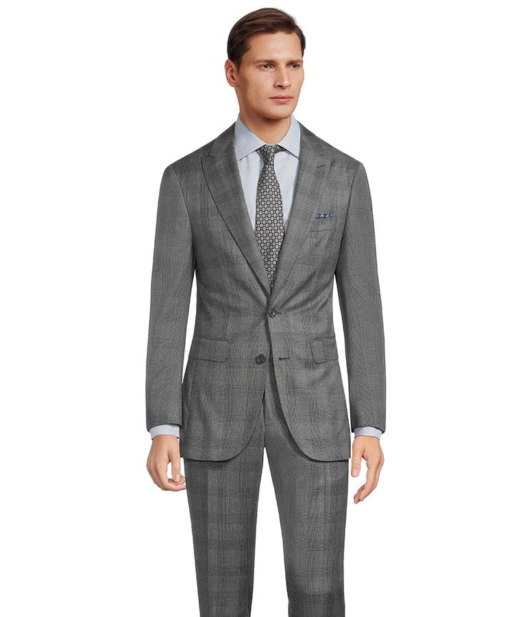 Grey Plaid 21 Micron Wool Suit