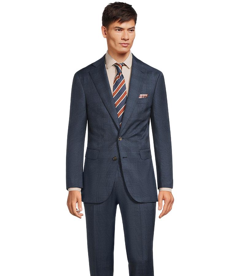 Navy Plaid 21 Micron Wool Suit