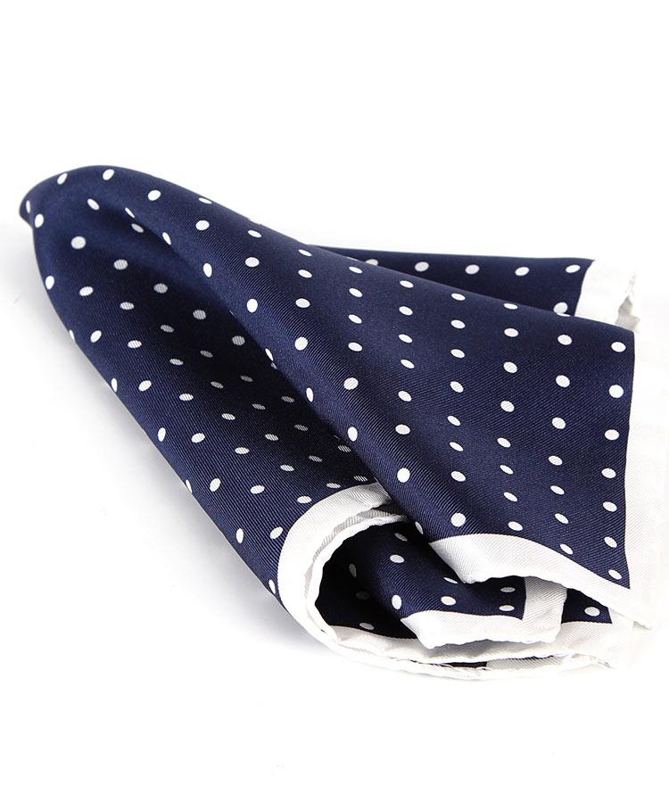 Italian 100% Silk Navy Dotted Pocket Square