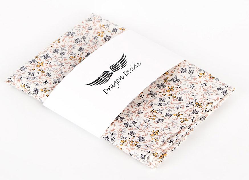 Ecru Cotton Pocket Square With A Floral Pattern
