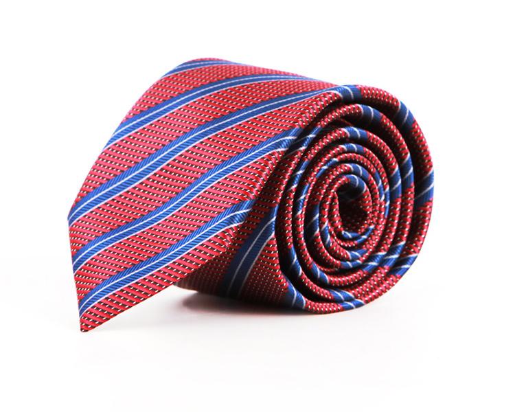 Brick Red & Royal Blue Striped Tie