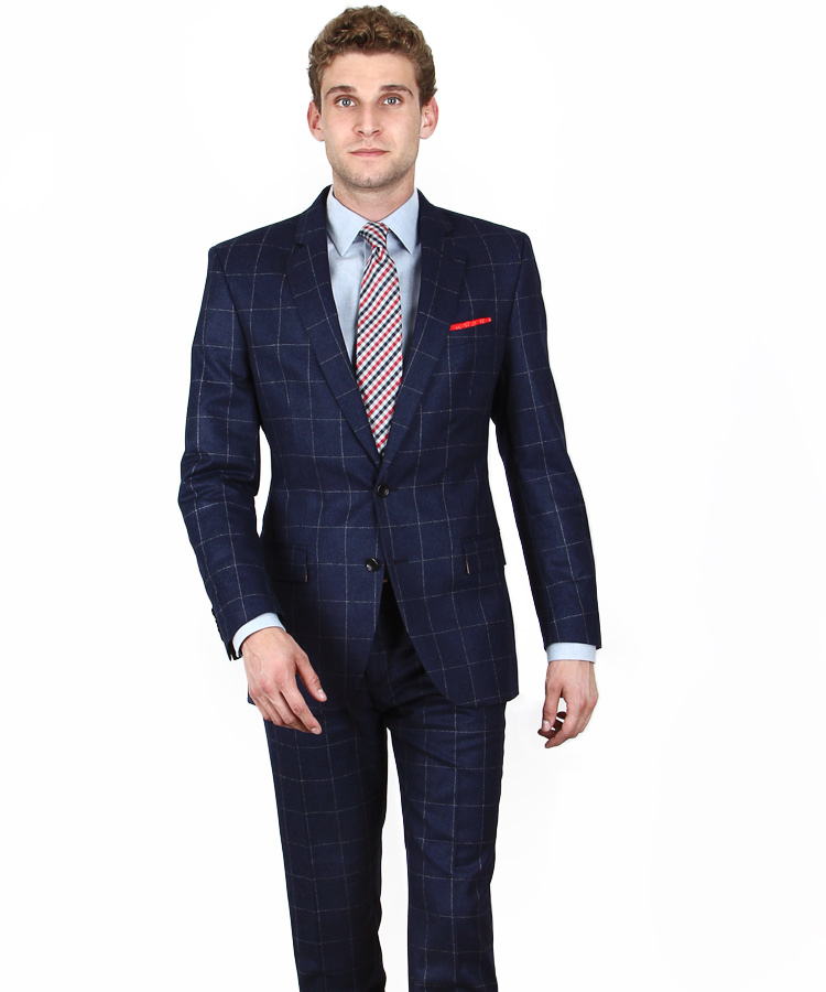 Blue Windowpane Flannel Suit