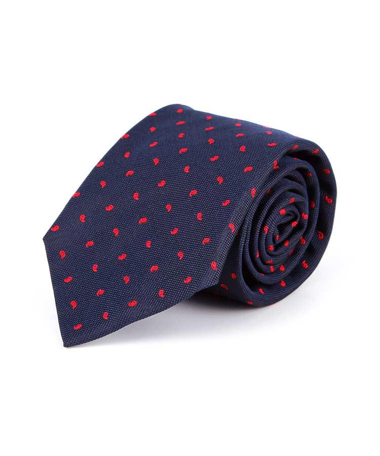 Red & Navy Paisley Handmade Italian 100% Silk Tie