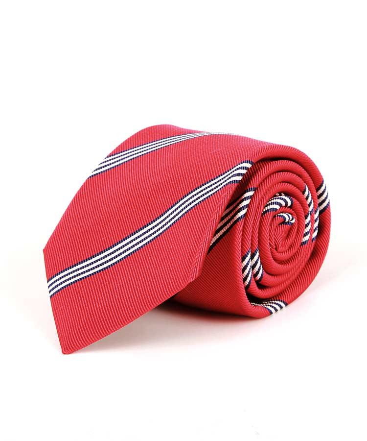Red & Blue Striped Italian 100% Silk Tie