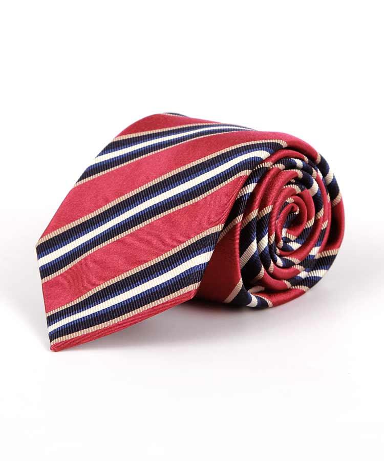 Italian 100% Silk Red & Navy Stripes Tie