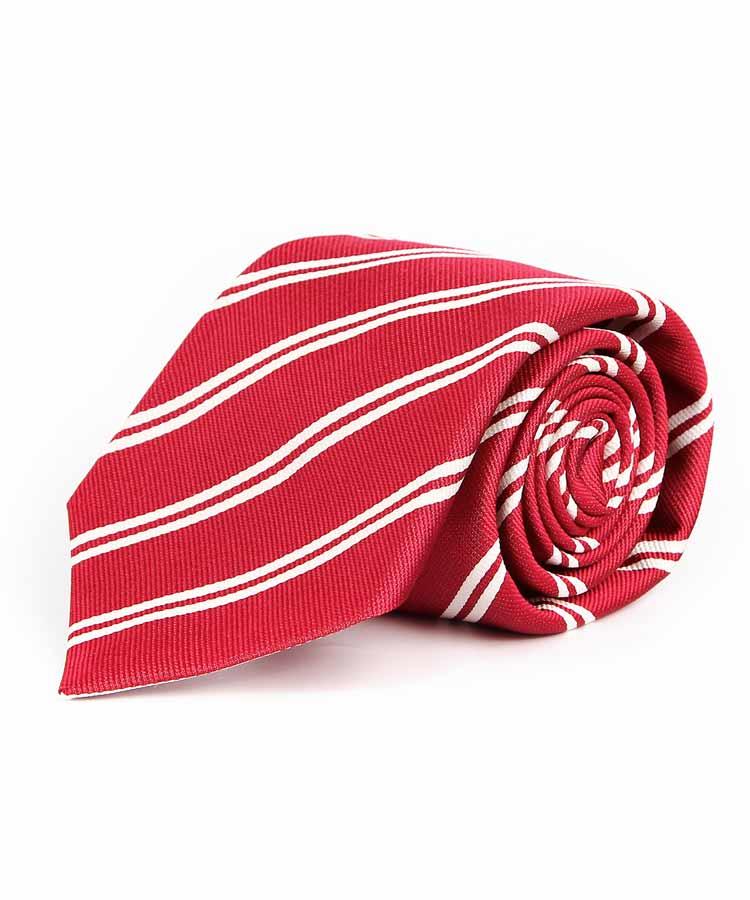Red Striped Six Fold Italian 100% Silk Tie
