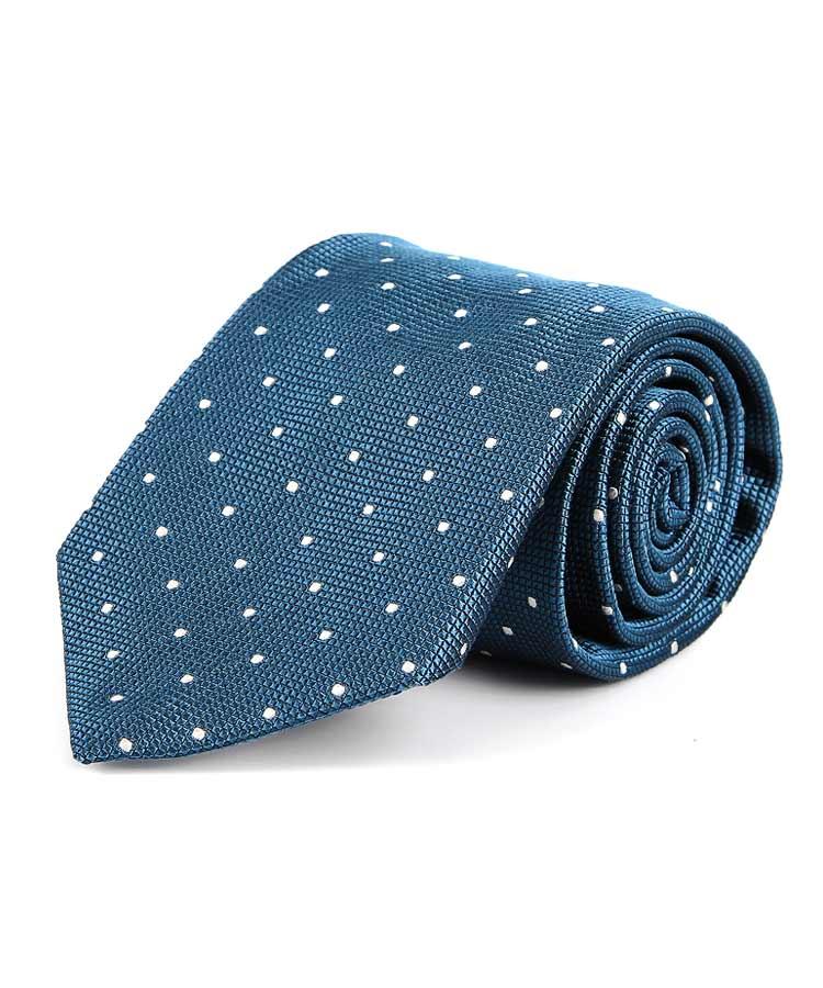 Blue-Green Dotted Italian 100% Silk Tie