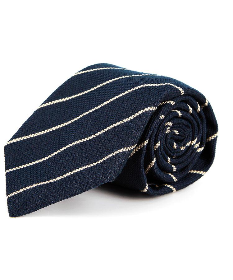 Navy Striped Handmade Italian 100% Silk Tie