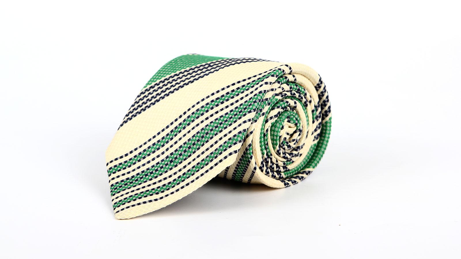 Green & Yellow Italian 100% Silk Tie