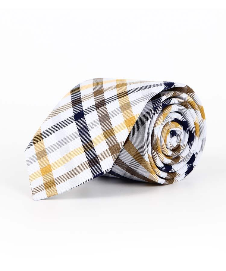 Yellow, Brown & Black Checked Tie