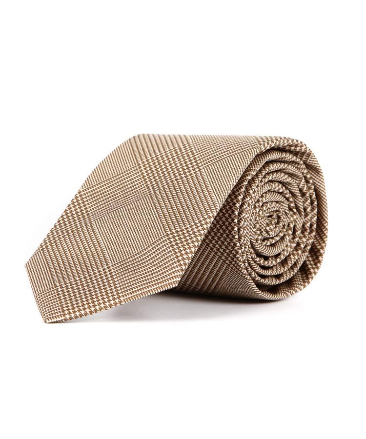 Beige Plaid Tie