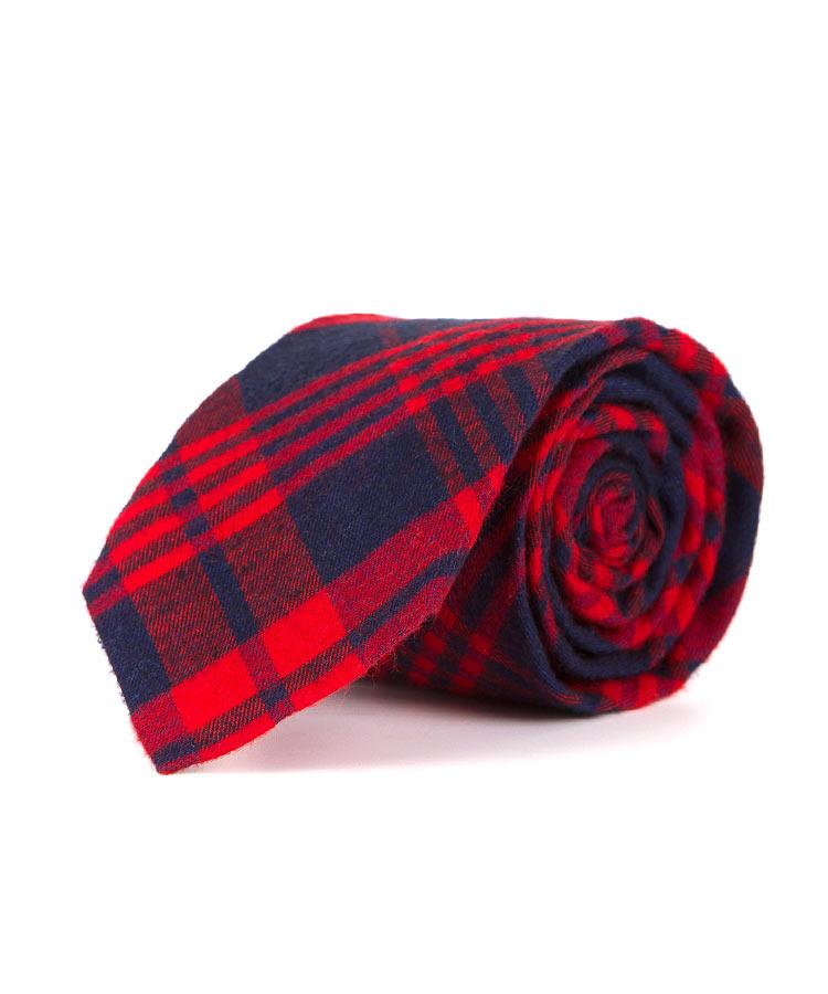 Red & Navy Checked Tie