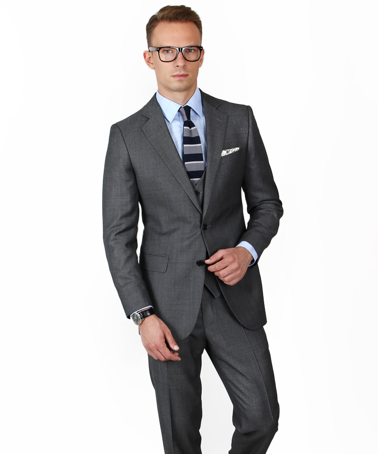 Grey Birdseye 3 Piece Suit