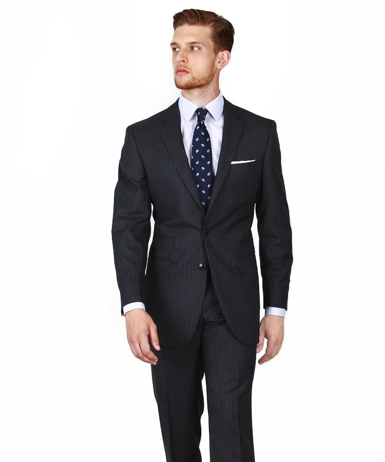 Vendetta Premium Purple Pinstripe Charcoal Suit