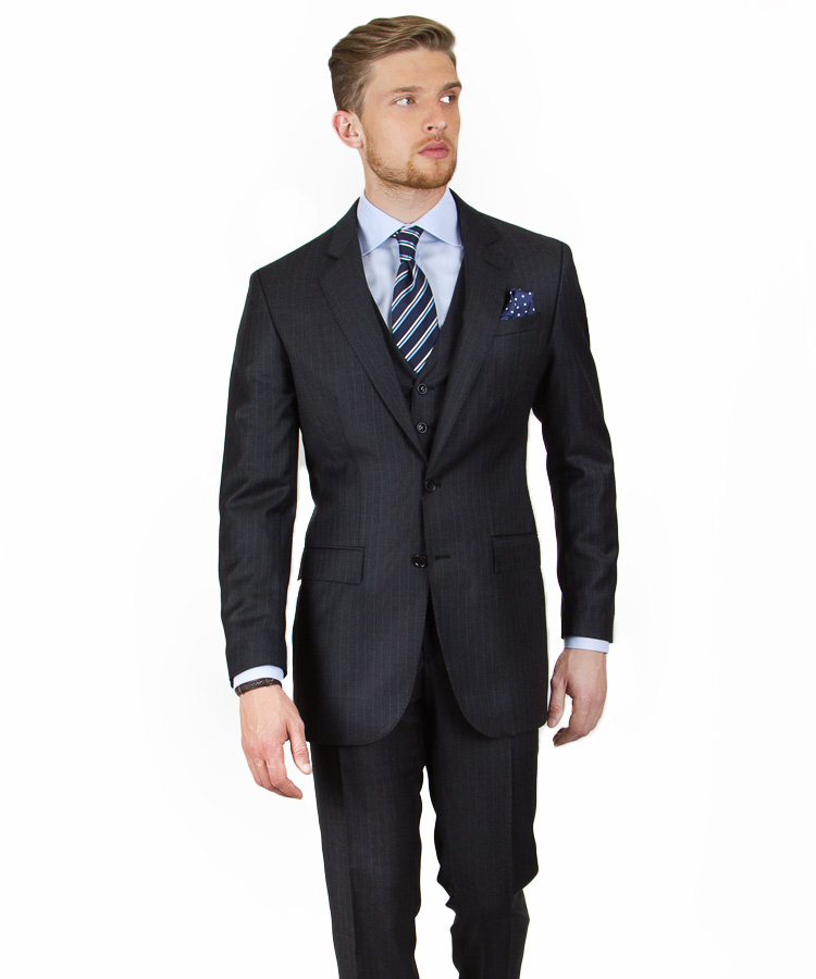 Essential Charcoal Pinstripe 3 Piece Suit