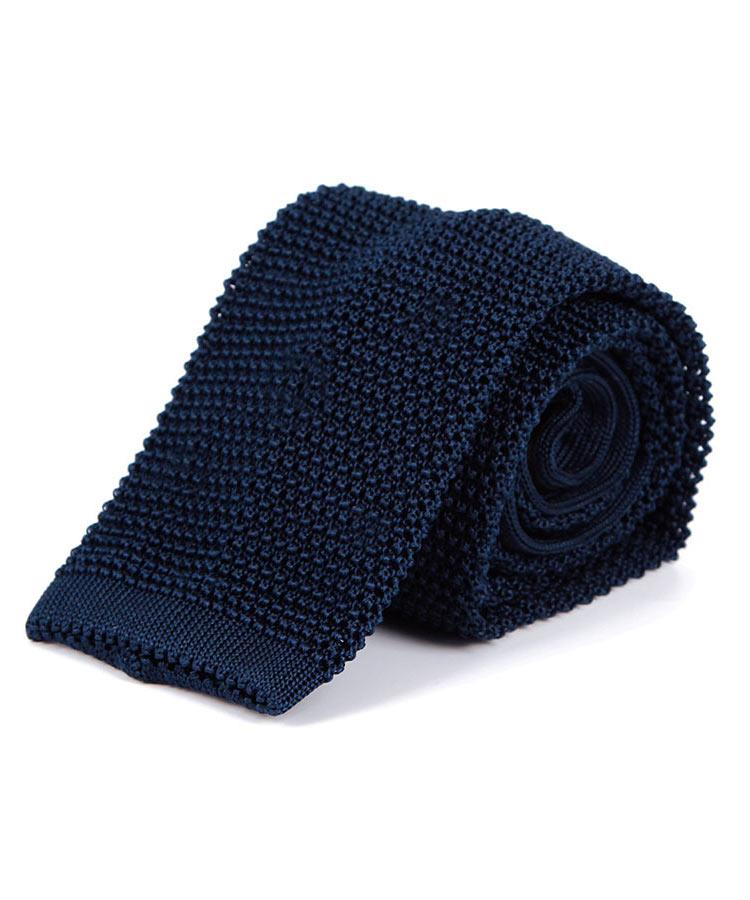Navy Italian 100% Silk Knit Tie