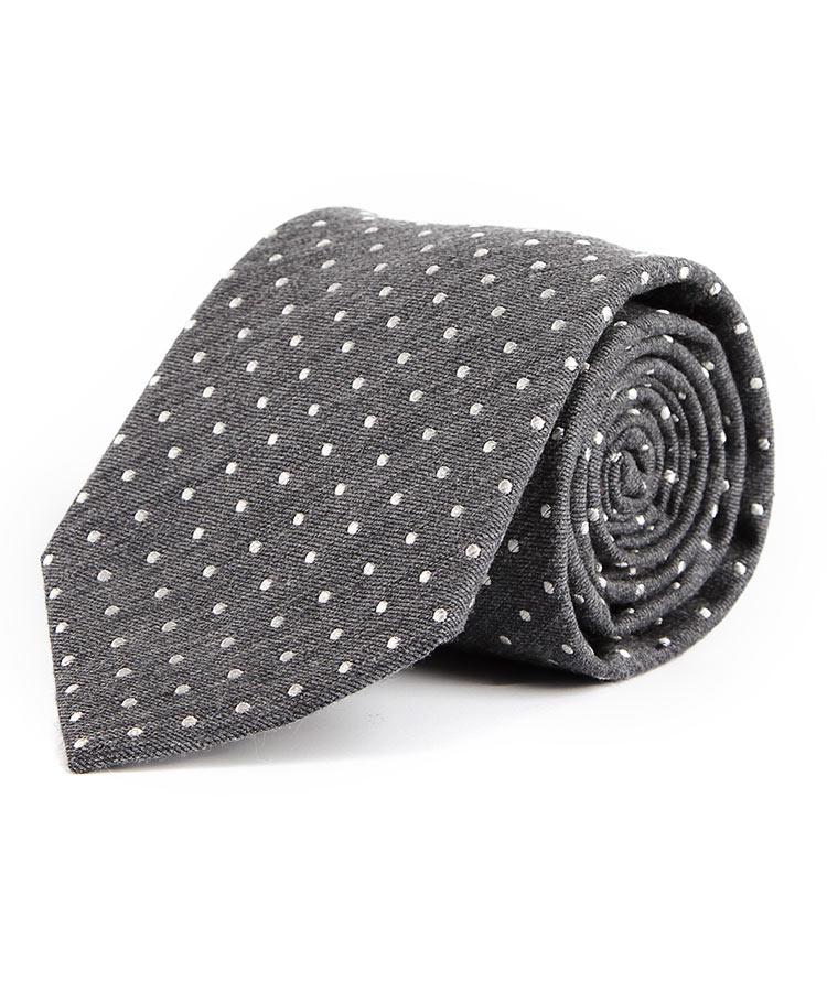 Grey Dotted Italian Cotton & Silk Tie
