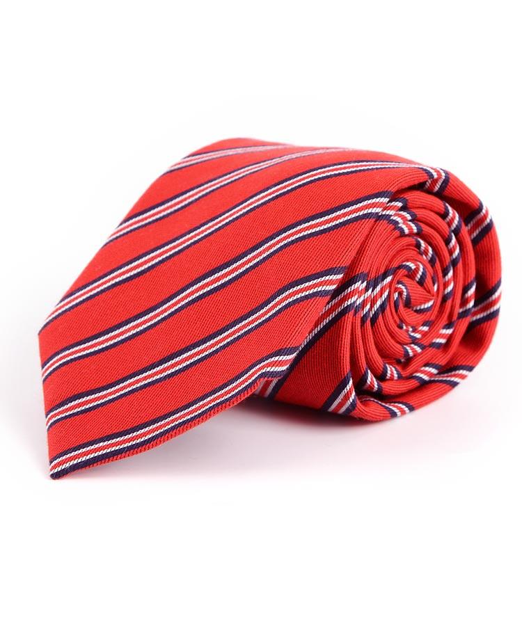 Red Striped Italian Cotton & Silk Tie