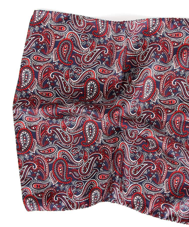 Navy, Red & Blue Paisley Italian 100% Silk Pocket Square