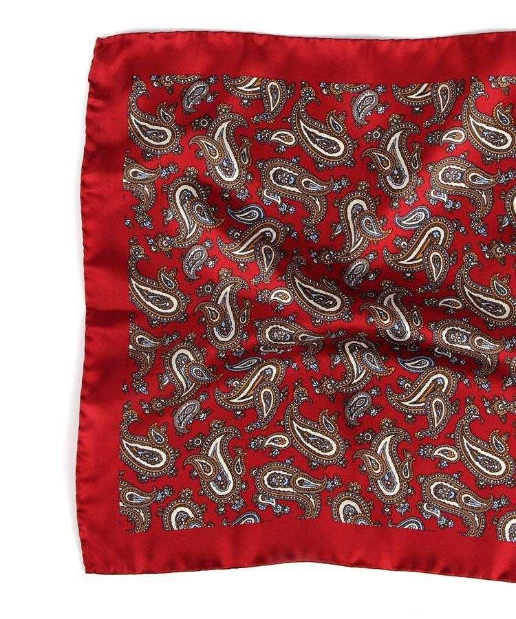 Red Paisley Italian 100% Silk Pocket Square