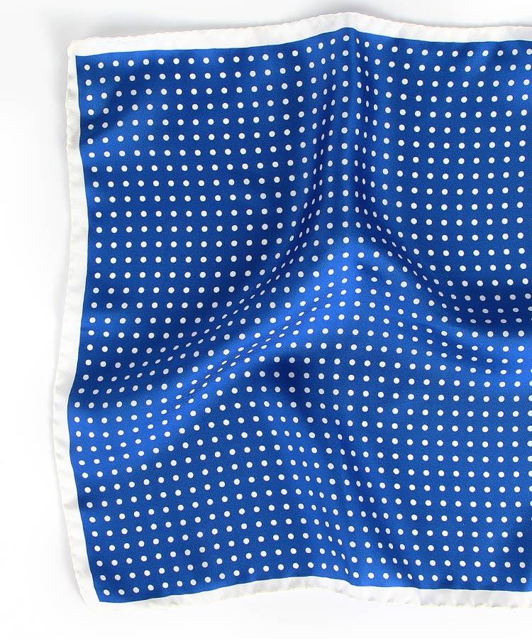 Royal Blue Dotted Italian 100% Silk Pocket Square