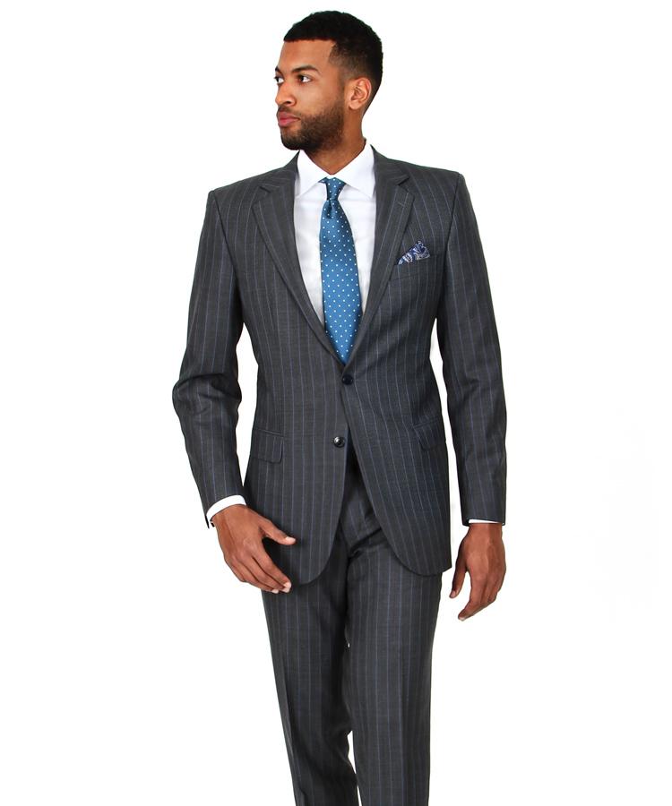 Premium Blue Stripe Grey 150s Suit