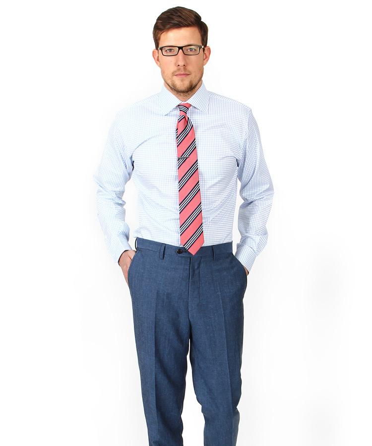 Blue Checks Two-Fold Cotton Shirt