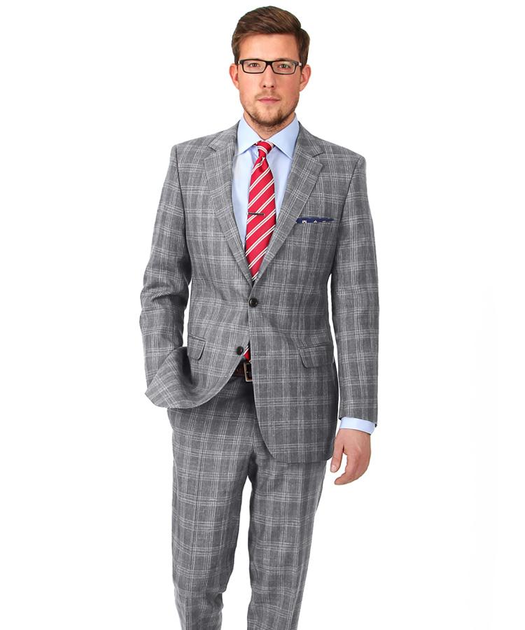 Grey Check Wool & Linen Suit