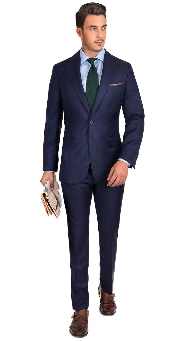 Indigo Blue Natural Stretch Wool Suit