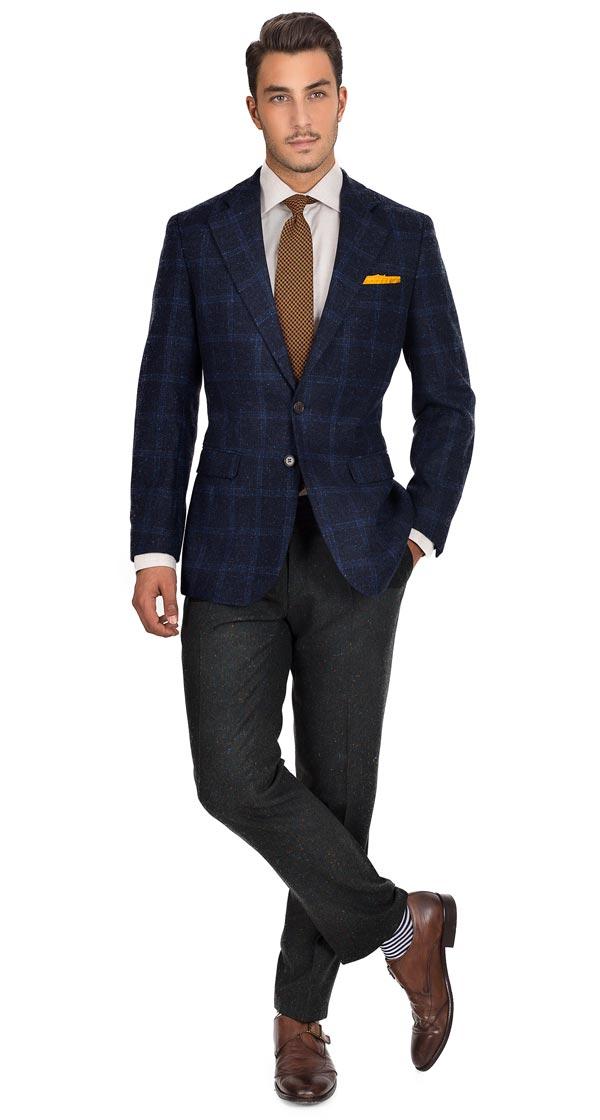 Blue Check Blue Shetland Tweed Blazer