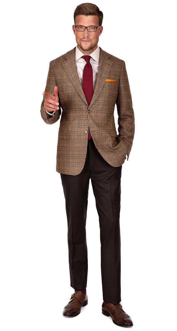 Light Brown Check Wool & Cashmere Blazer