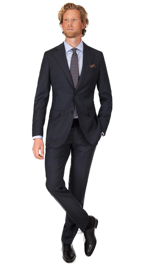 Blue Stripe Charcoal Suit