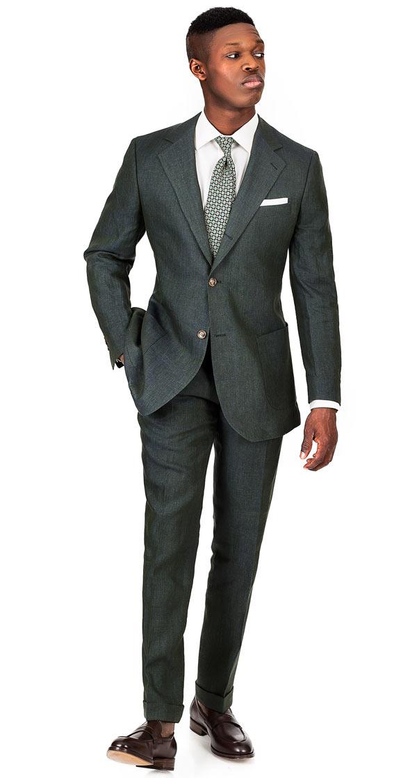 Olive Green Linen Suit