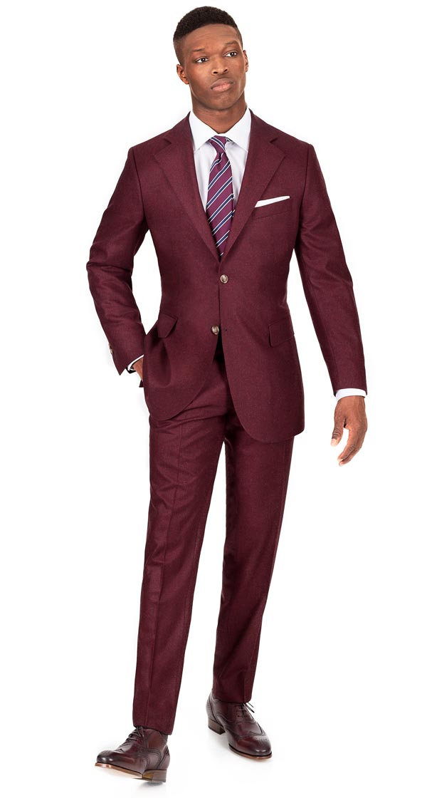 Burgundy Wool Flannel Suit