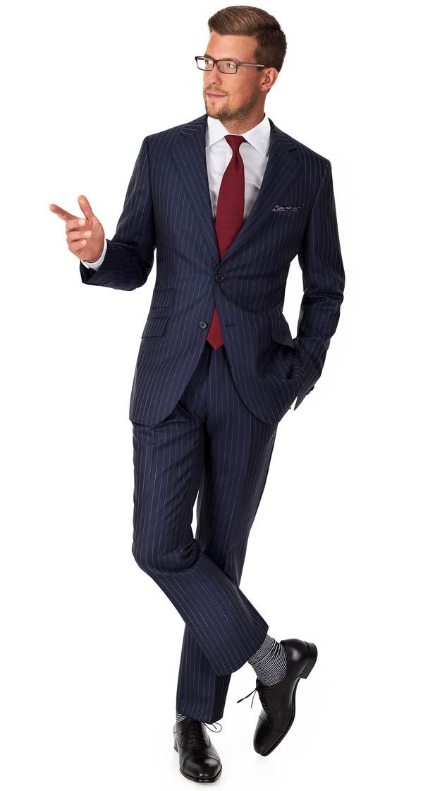 Navy Pinstripe Suit