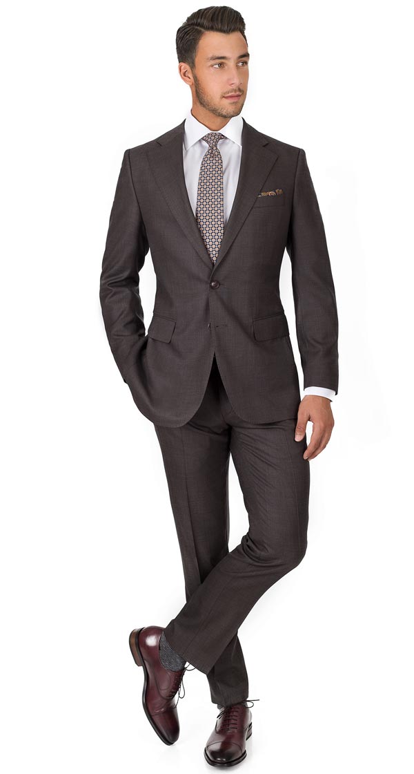 Vendetta Premium Charcoal Brown Birdseye Suit