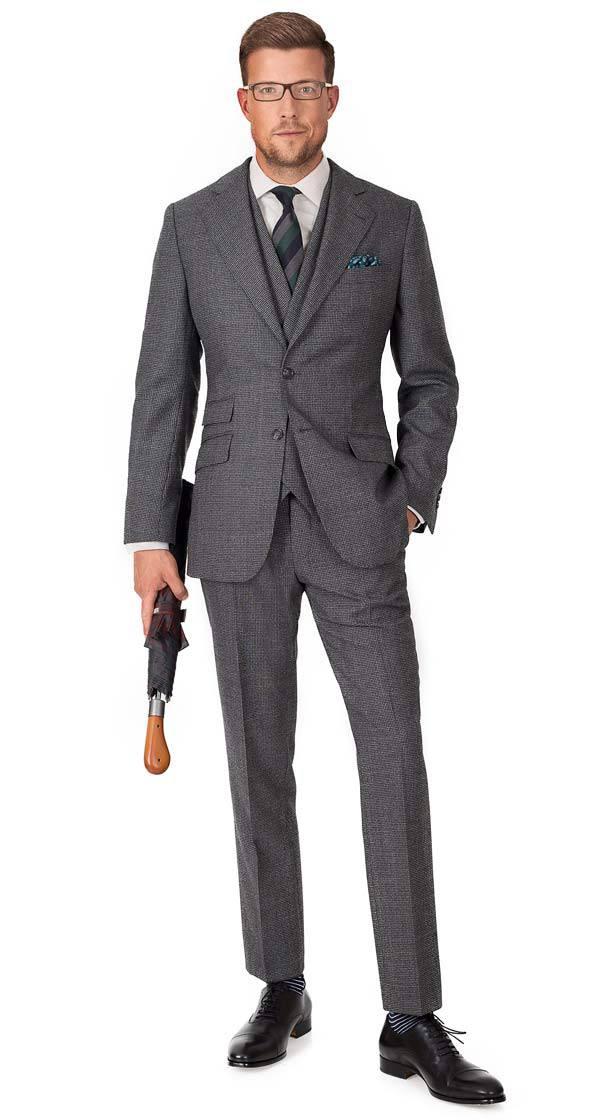 Dark Grey Houndstooth 3 Piece Suit